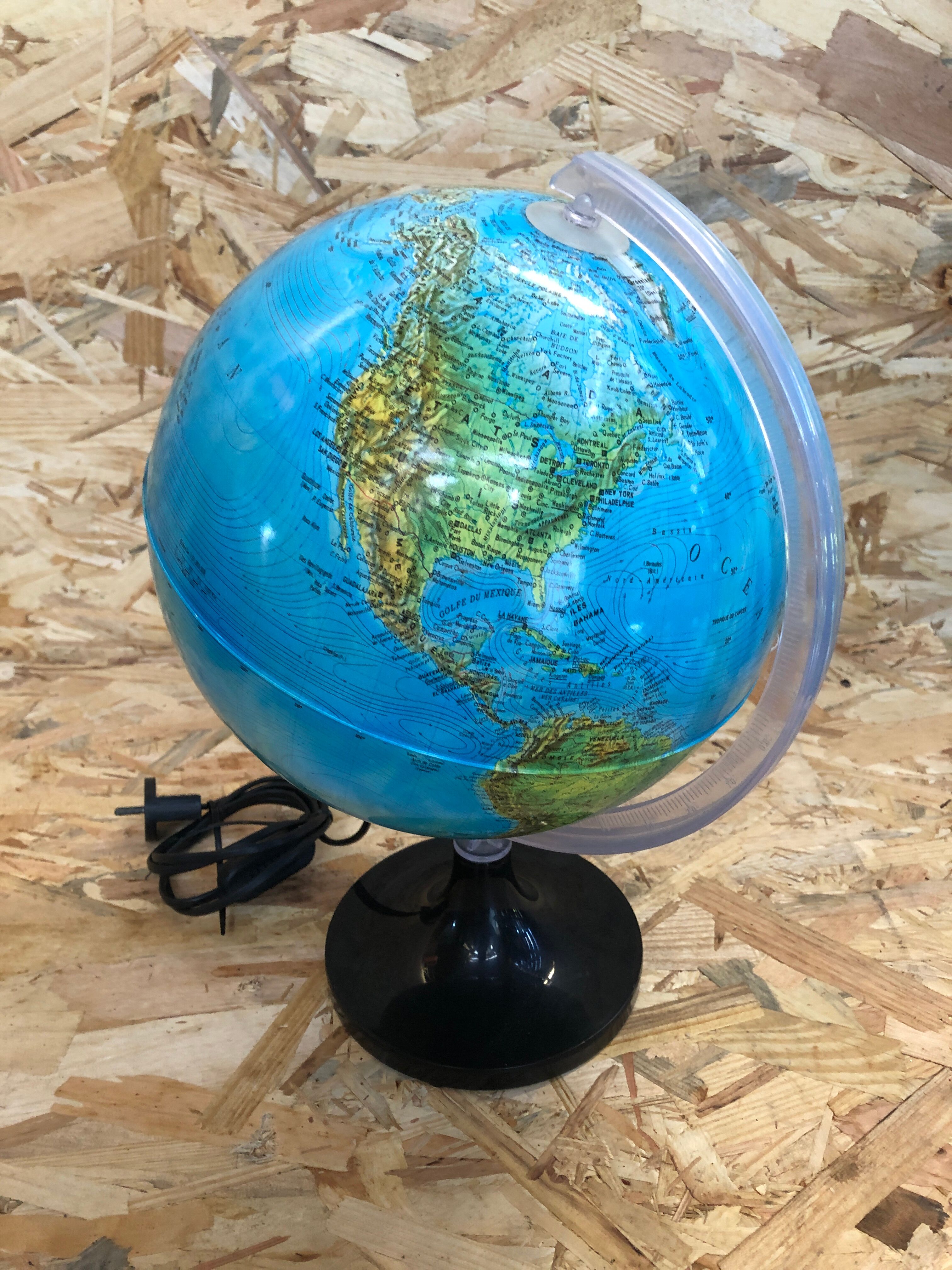 Old globe world map made in vintage Italy