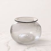Round vase in Greco-Roman style in smoked glass