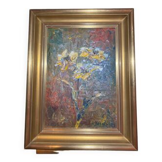 Framed oil painting of a flower