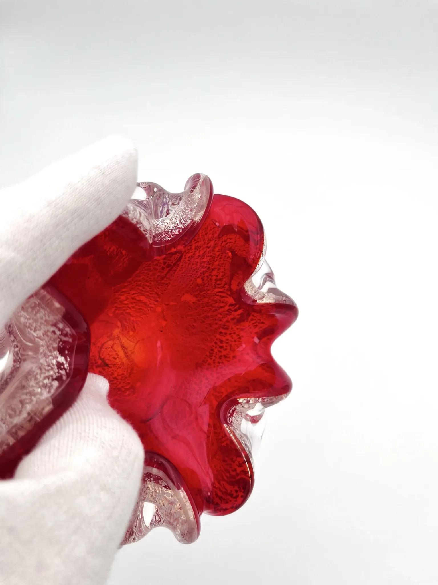 Coupe Vide-Poches Barovier Toso Murano 1950 Rouge Rubis