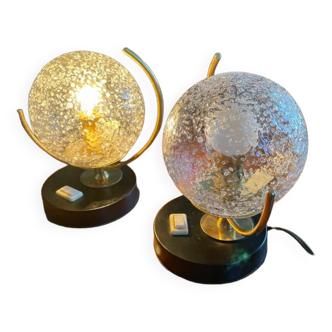 Lampes à poser globes années 70