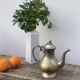 Large old English 19th century gilded metal teapot