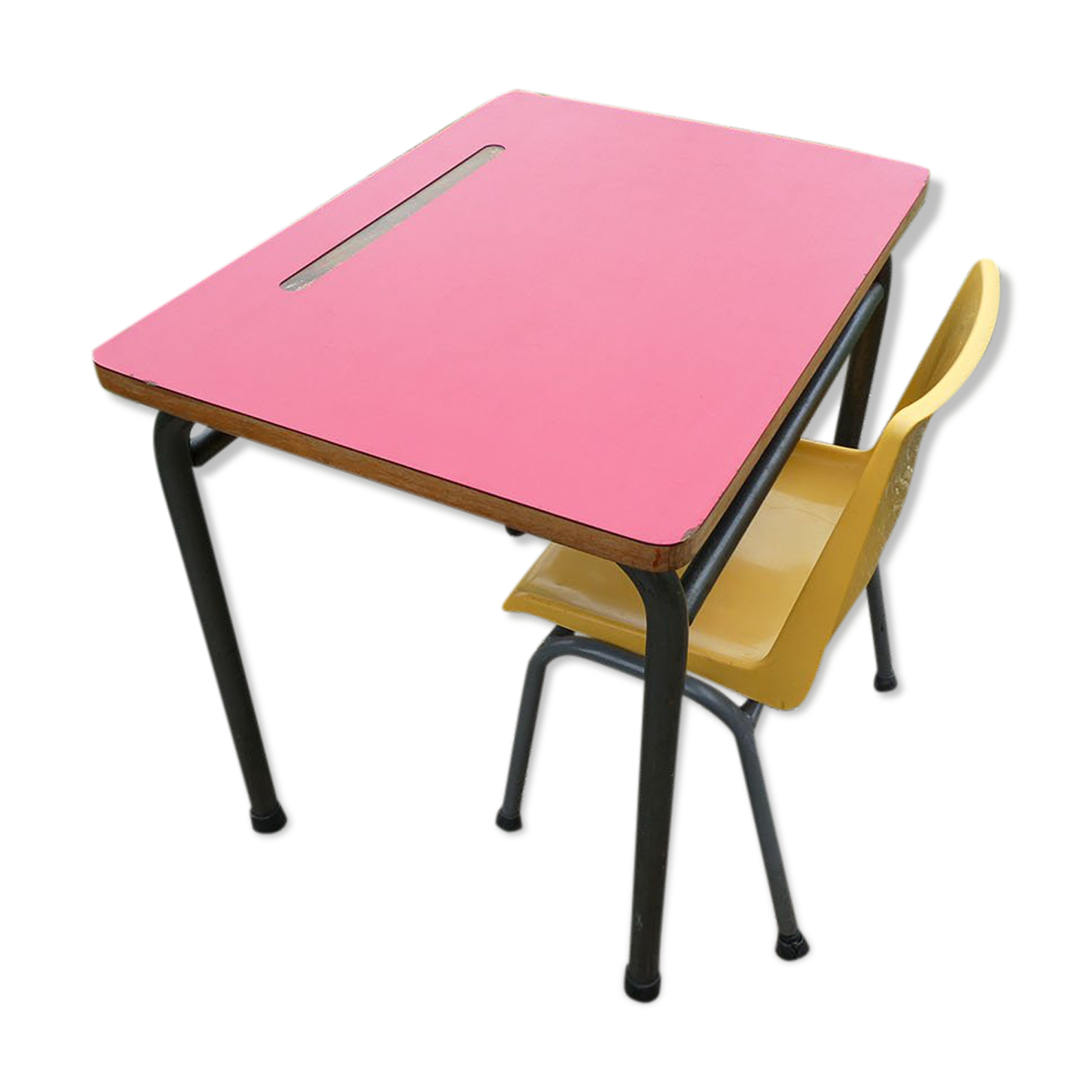 Child desk and vintage schoolboy chair