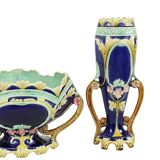 Art Nouveau Barbotine Majolica Vases Jardinière Set of 3