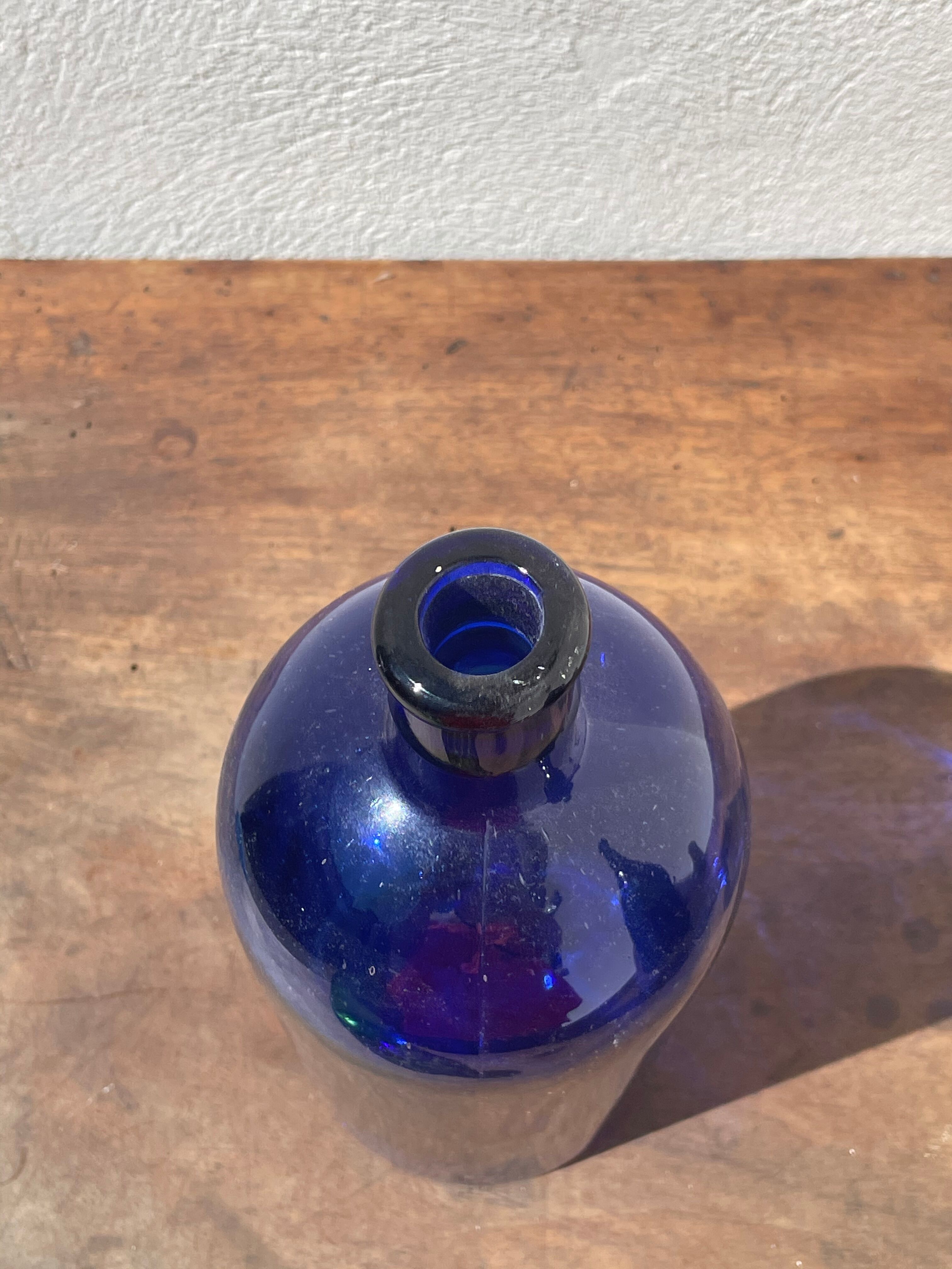 3x bouteilles en vert &bleu comme base pour lampes
