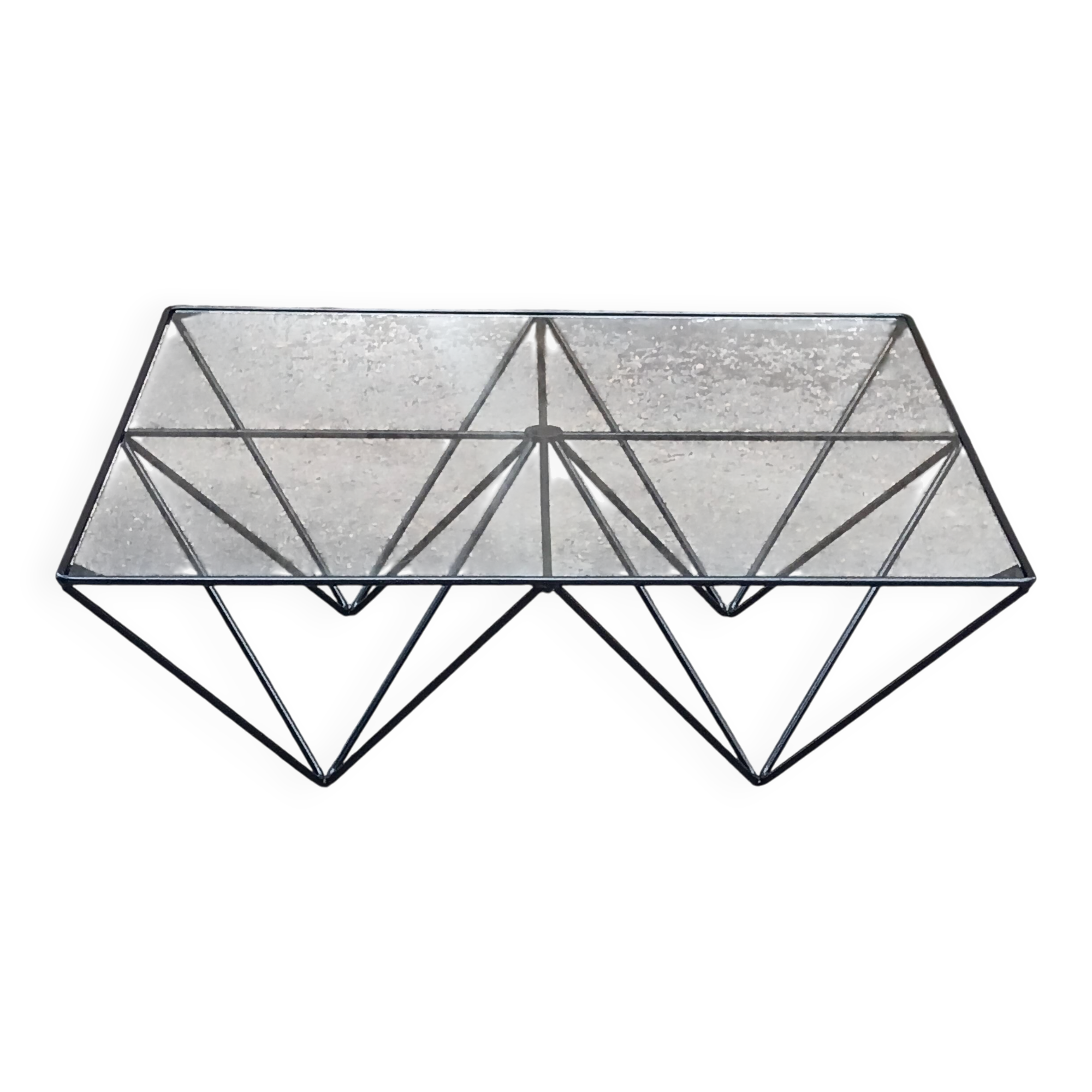 Metal and glass coffee table, 1980