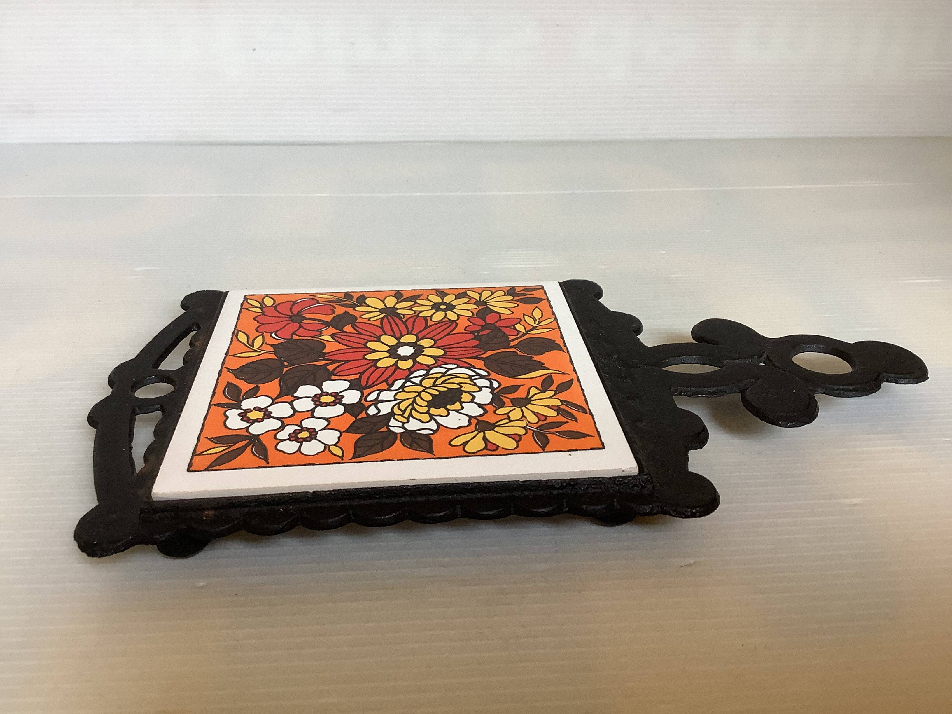 Yellow-orange teapot trivet Japan