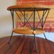 Mid century rattan and iron 2-level coffee or wine table, 1960s