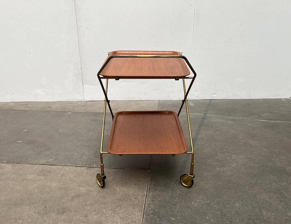 Mid-Century Teak and Metal Folding Bar by Silva Denmark, 1960s