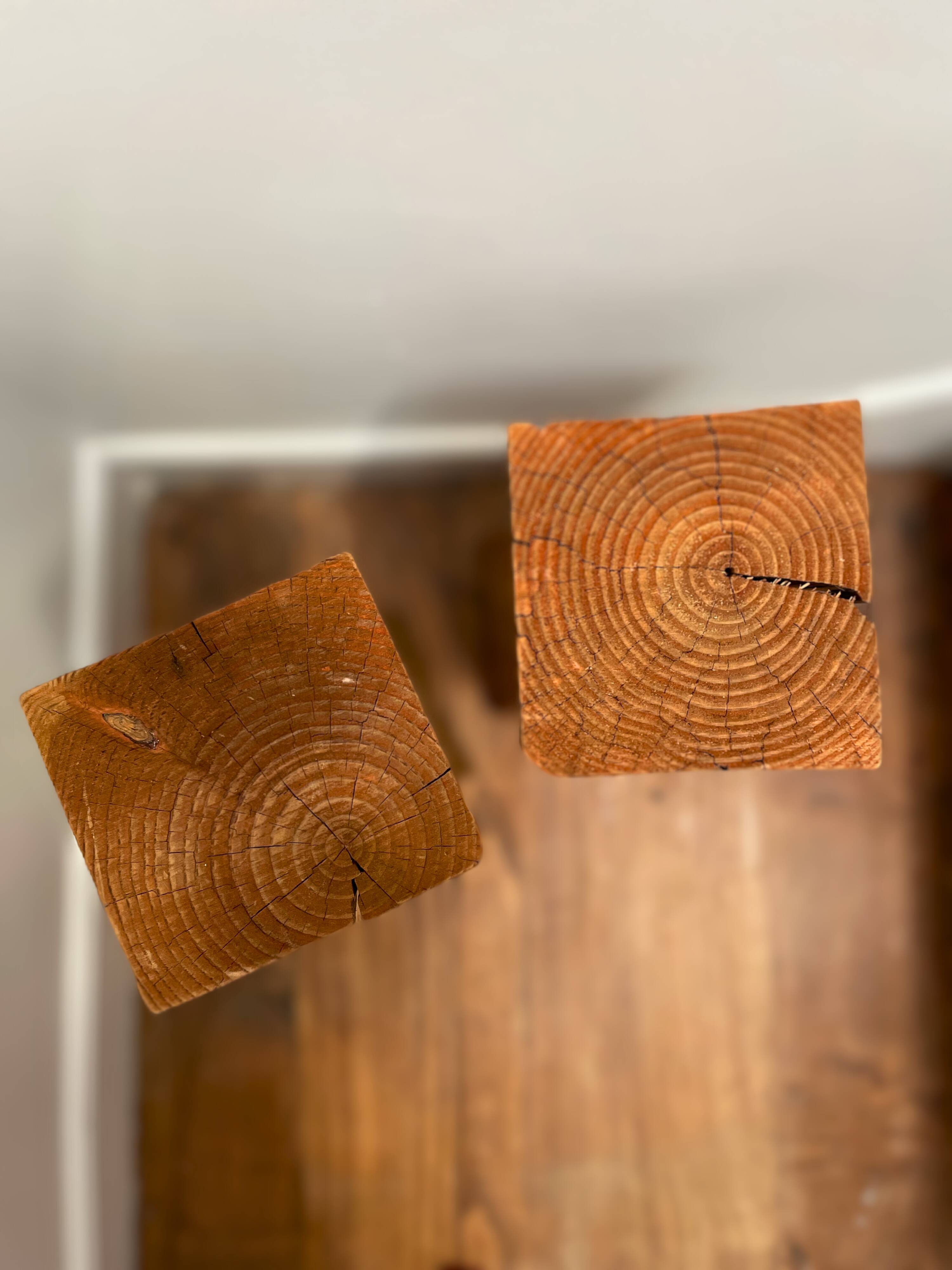 Raw wood side table
