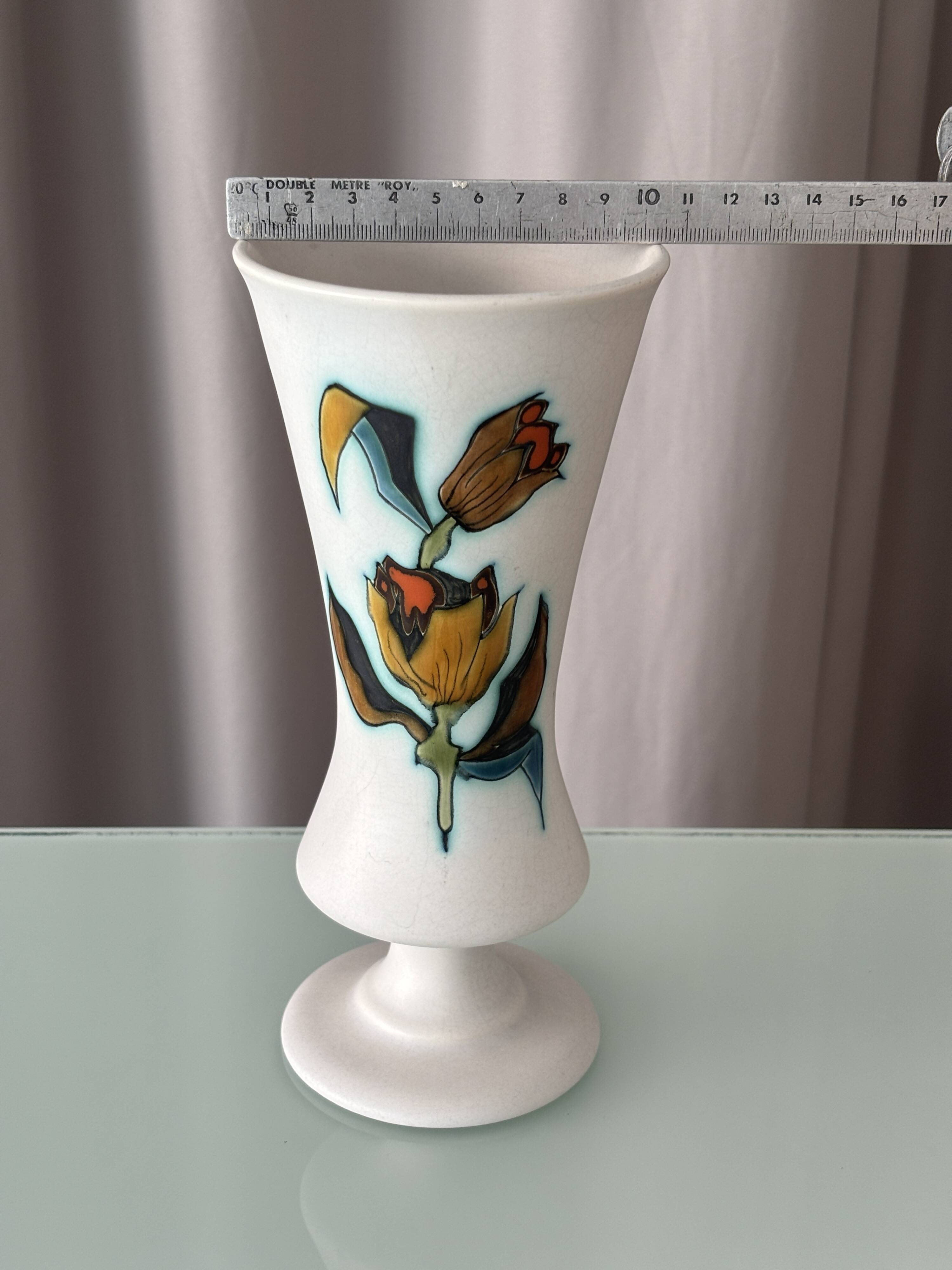 Vintage West Germany Hand-Painted Ceramic Vase | Handarbeit | 22 cm