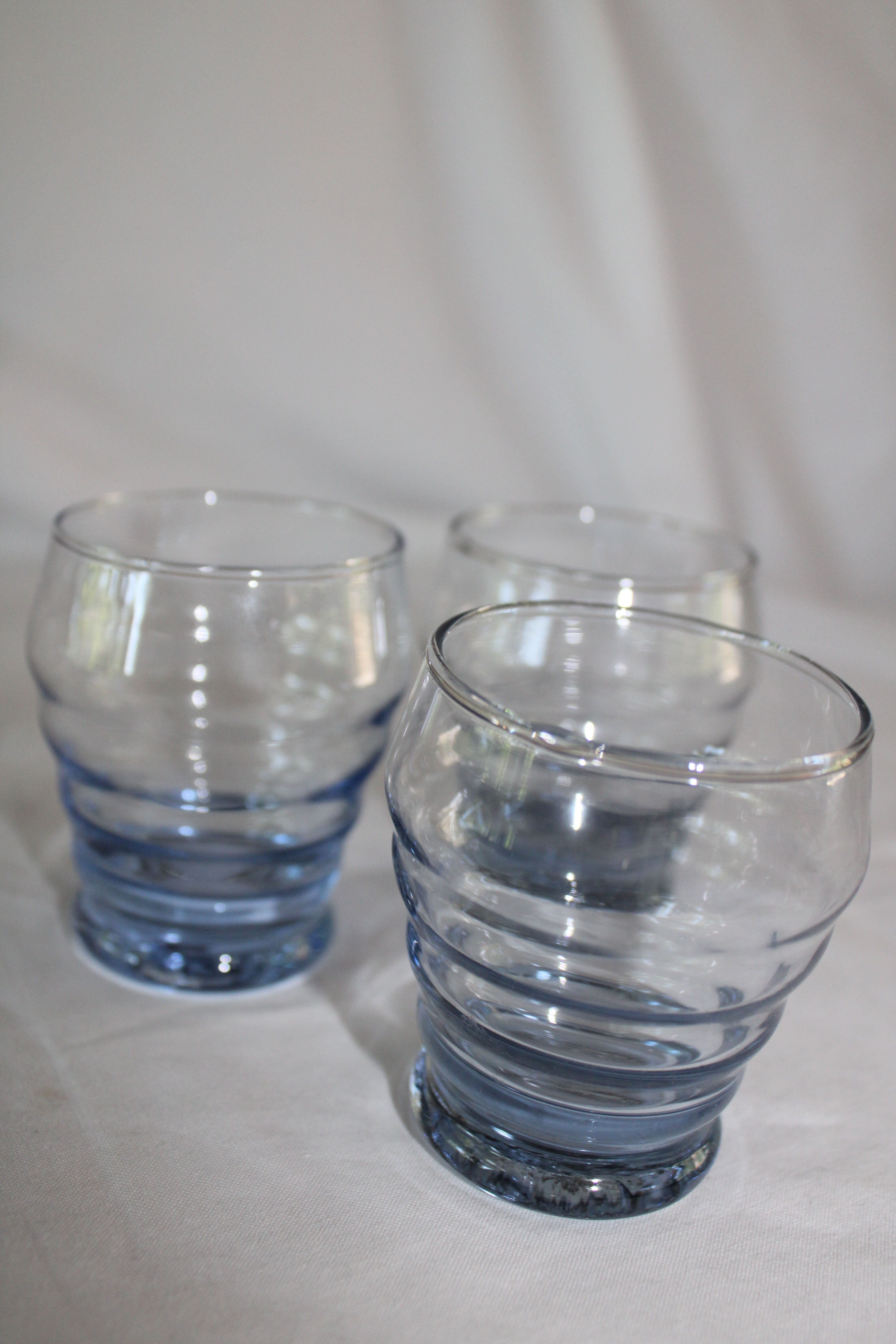 3 vintage blue antique glasses