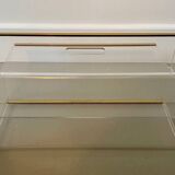 80s Plexiglas and brass magazine rack