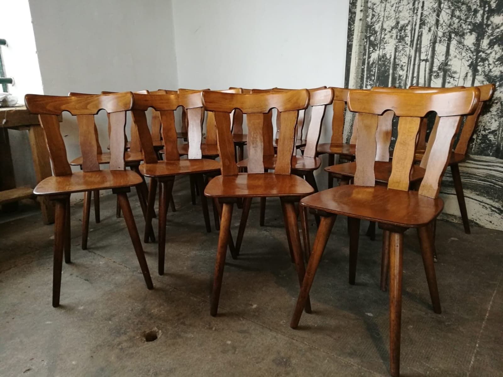 Lot of 14 vintage bistro chairs