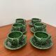 Lot de 6 tasses à café vintage en barbotine chou vert – faïence vintag