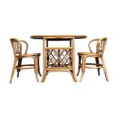 Vtg Mid Century Compact Wicker Bamboo Table & Chairs Dining Set rattan Tiki