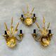 3 wall lamps ear of wheat golden foliage