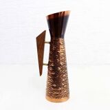 Vintage copper and teak vase