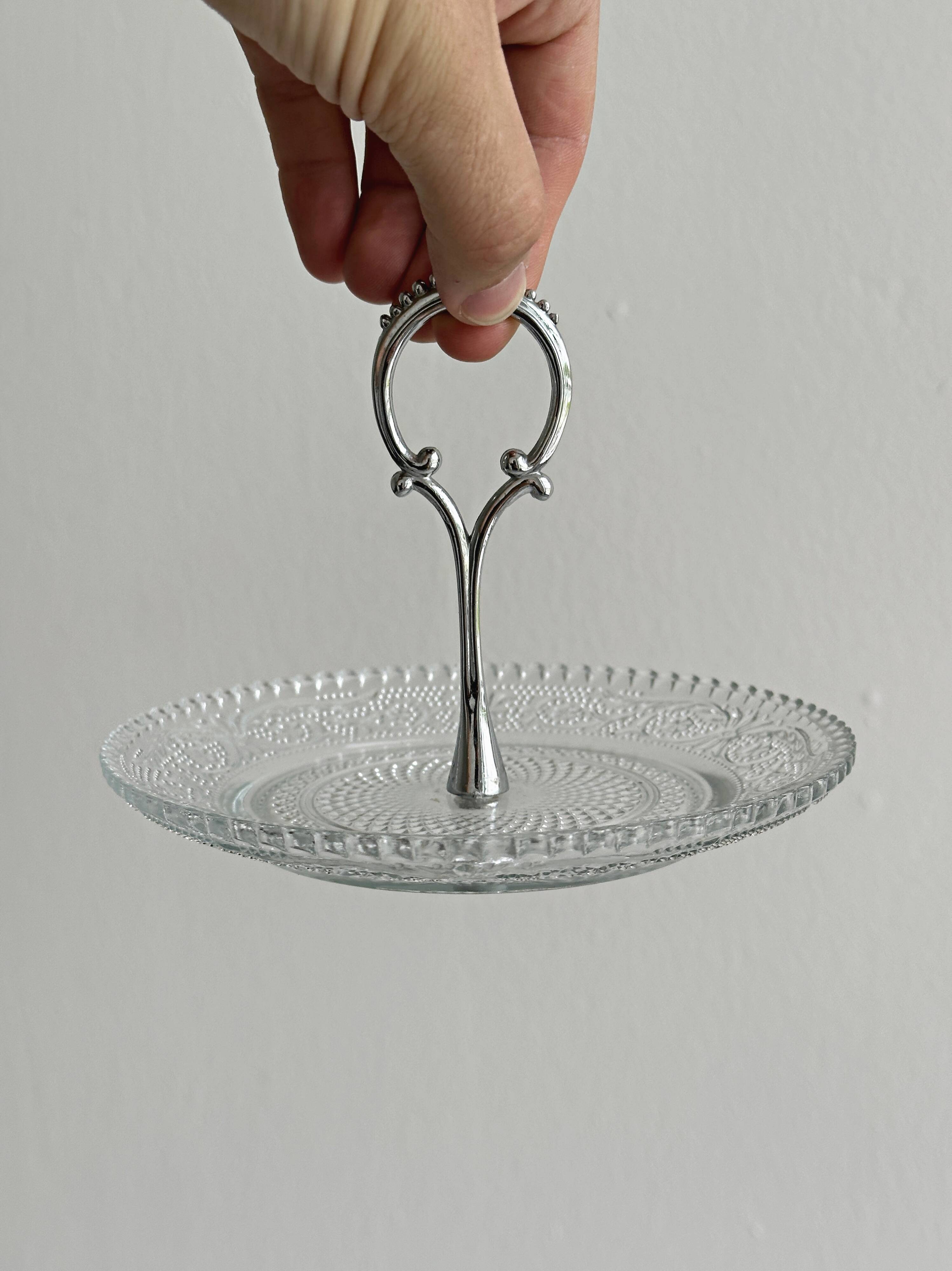 Vintage pressed glass presentation platter