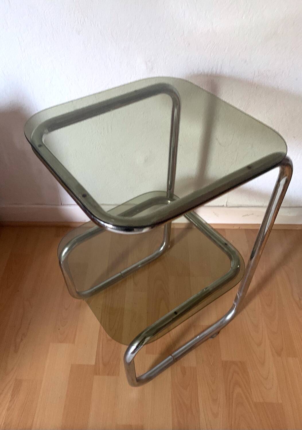Vintage chrome and glass side table