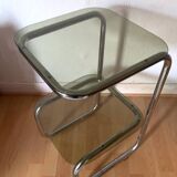 Vintage chrome and glass side table