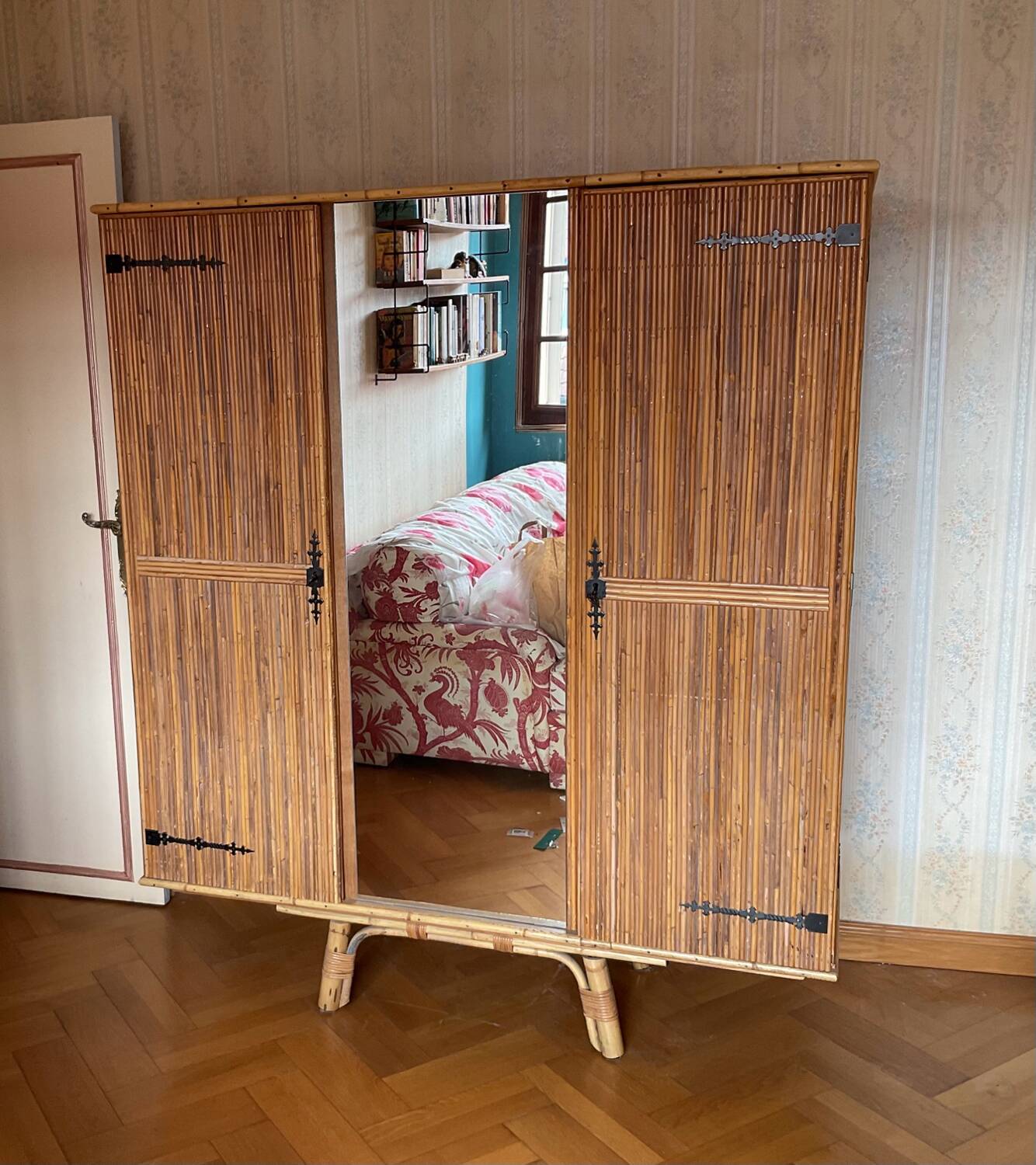 Bamboo rattan wardrobe 1970