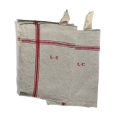Pair of monogram towels LC red stripes