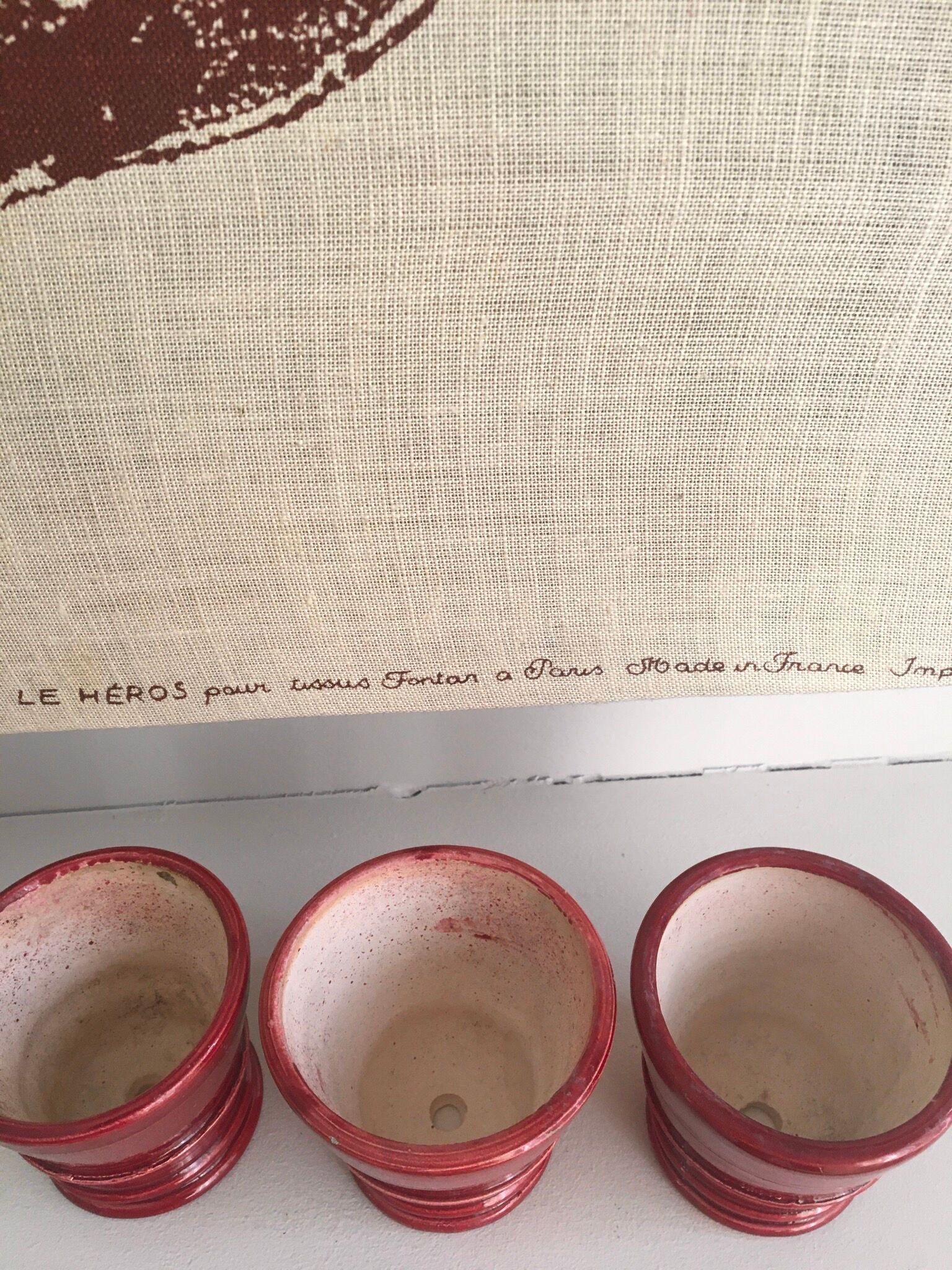 Enamelled terracotta flower pots, 1960s