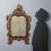 Antique lacquered wooden mirror, Italy, late 19th century.