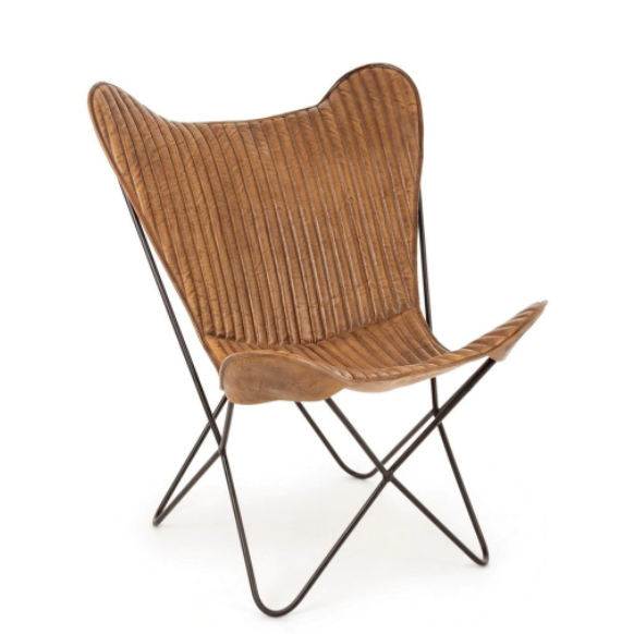 Leather butterfly armchair