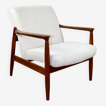 Fauteuil Marron GFM-64 en Bouclé Ivoire Blanc attribué à Edmund Homa, 1970