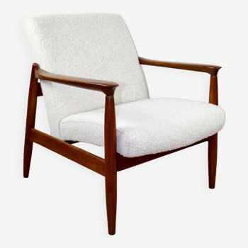 GFM-64 Brown Armchair in White Ivory Bouclé attributed to Edmund Homa, 1970s