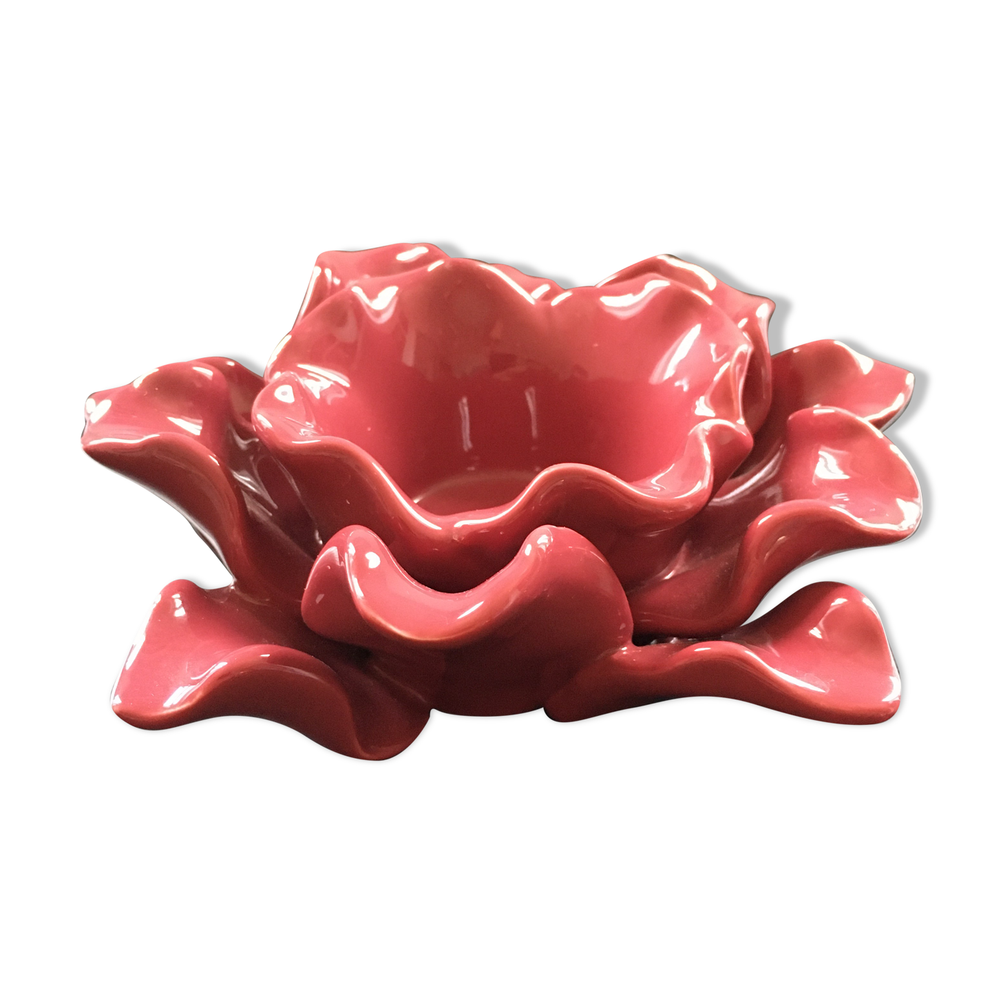 Pink flower candle holder