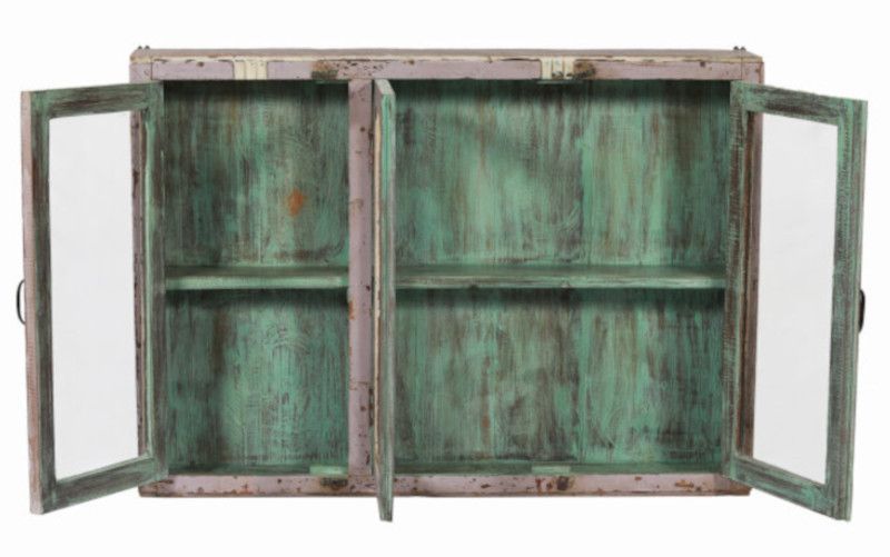 Indian wall showcase vintage old teak patina purple piece of origin