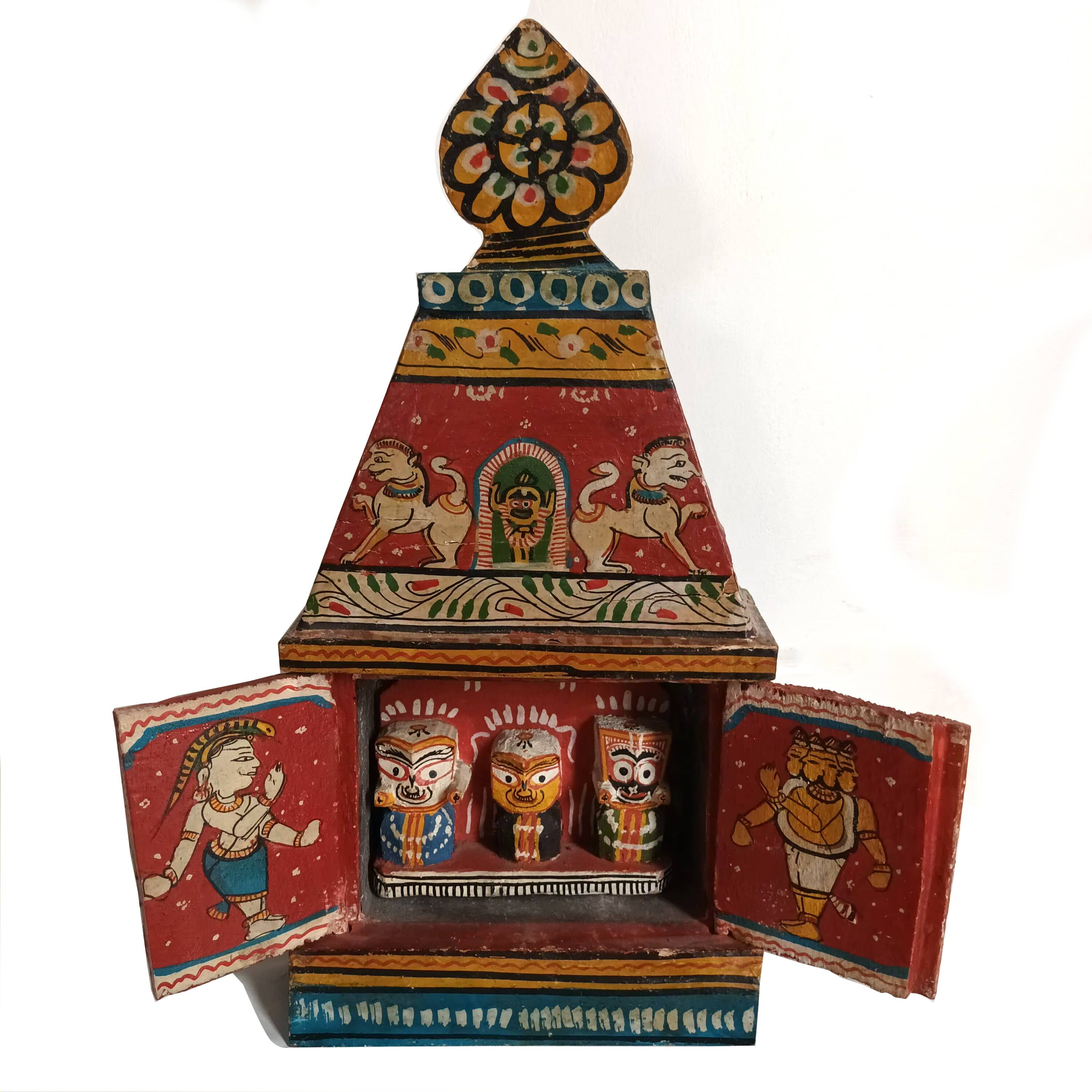 Indian temple made of hand-painted wood
