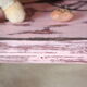 Rocking-chair vintage 50 in pink patina wood