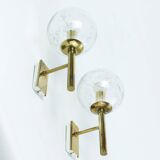 Brass and glass wall lights, vintage, 1960 by Hillebrand.