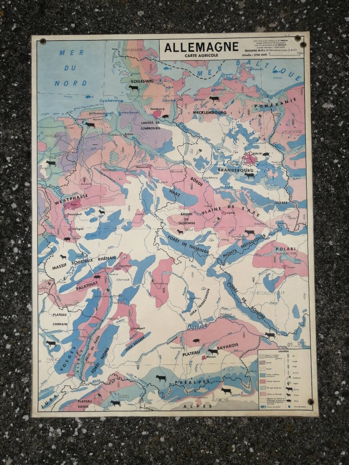 Old MDI map Germany Agricultural and vintage population