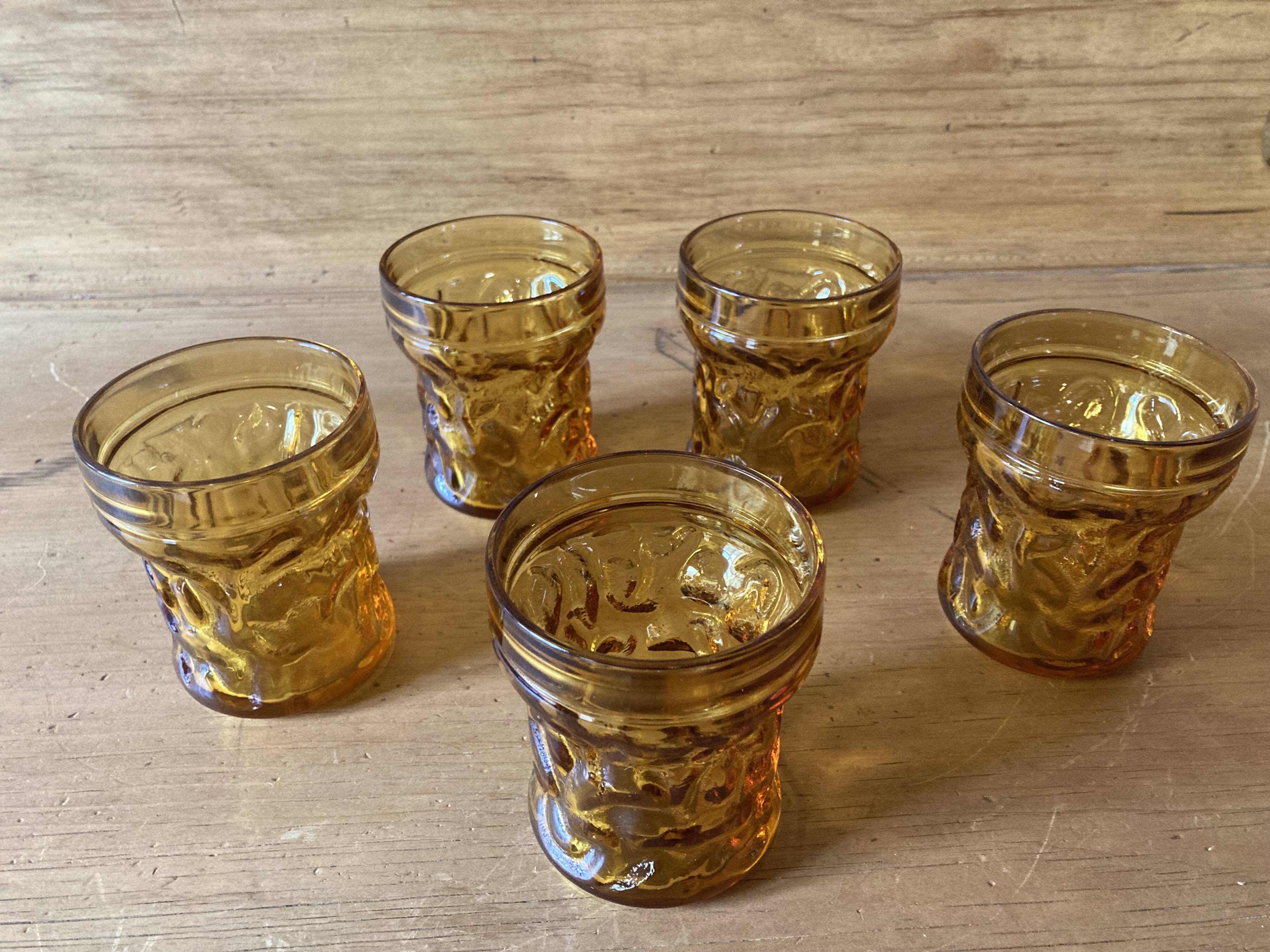 Textured Amber Glass Lemonade Glasses