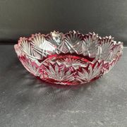 Overlay cut crystal salad bowl