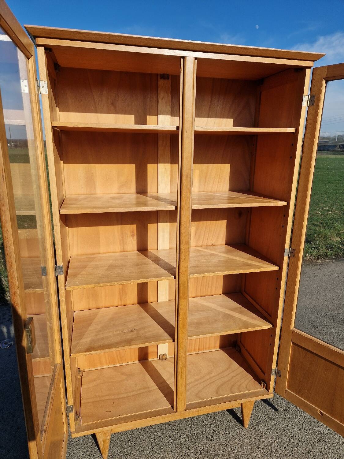 Ancienne Armoire Bibliothèque Parisienne Vitrée Pied Compas