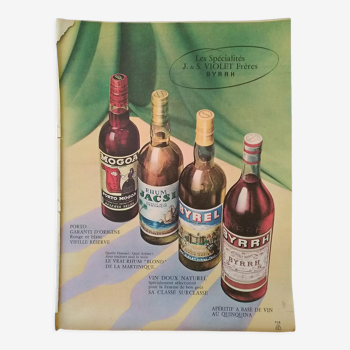 Publicité papier alcool vin apéritif  rhum porto byrel  byrrh issue revue d'époque