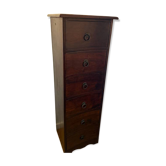 Meuble colonne bois exotique massif rangement CD
