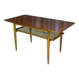 Wilhelm Knoll Side or Coffee Table with Lower Shelf in Woven Cane, Germany 1950s
