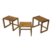 Vintage set of three pine side tables nesting tables nest of tables 1970s