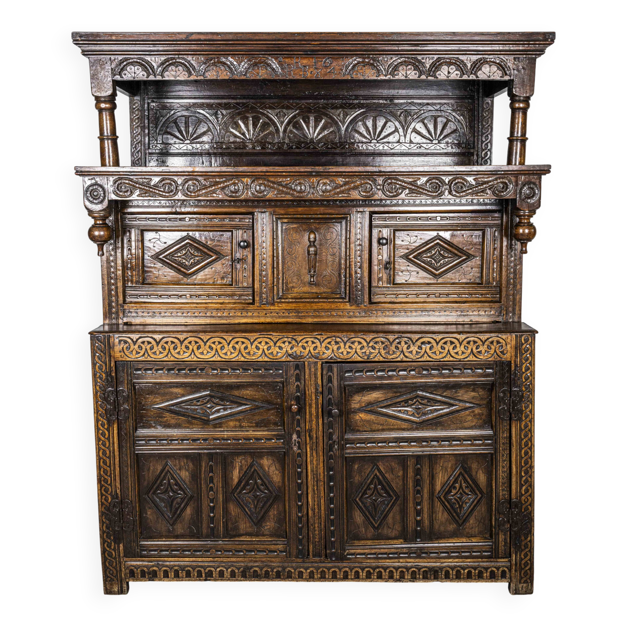 Charles II Oak Plaque, 1684, Set of 3