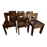 Set of 6 brutalist vintage chairs by silvio coppola fratelli montina edition circa 1970