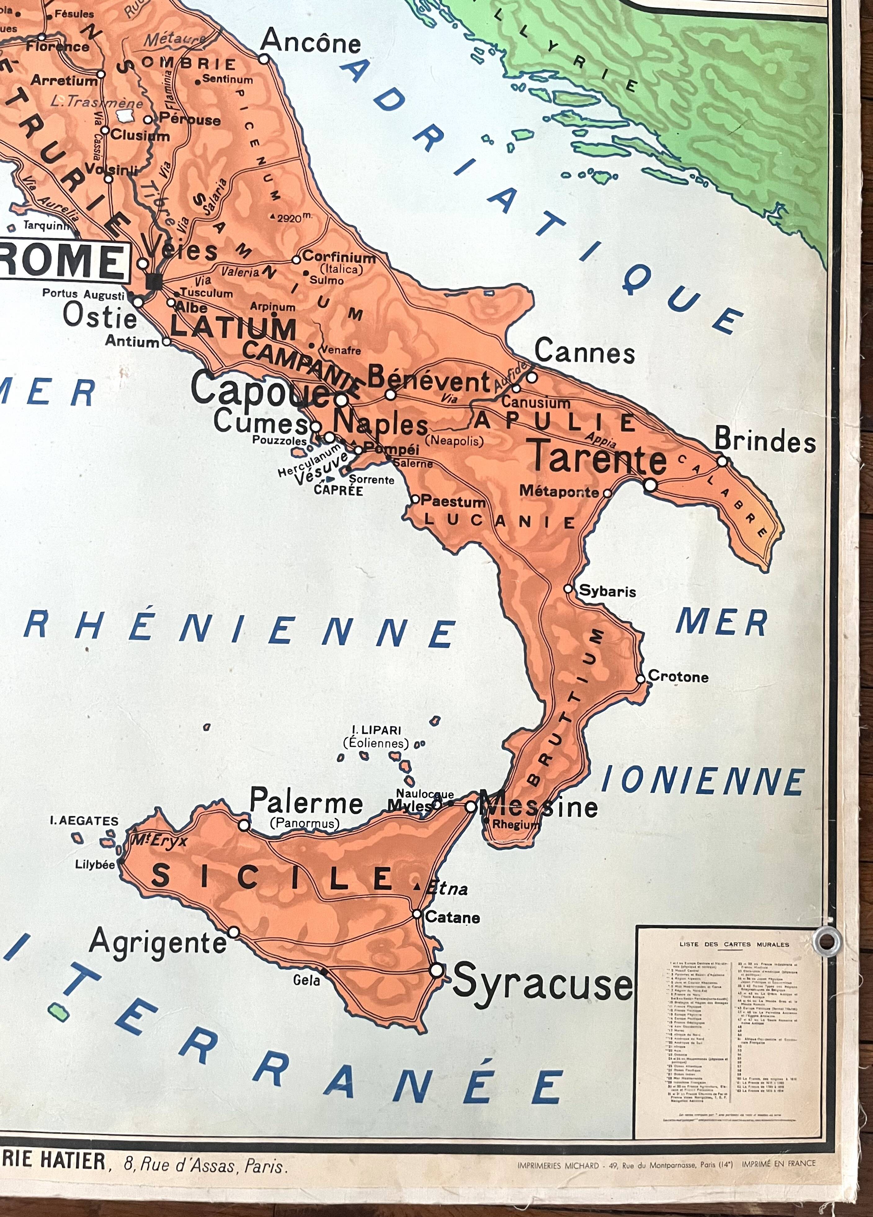 Old school map Hatier Brunhes 43, 1940 - Greece and ancient Italy