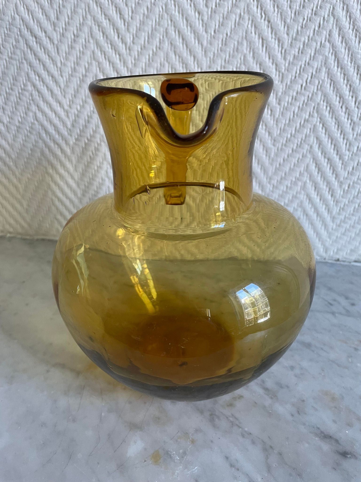 Ochre yellow blown glass decanter