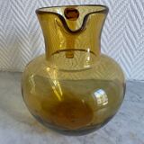 Ochre yellow blown glass decanter